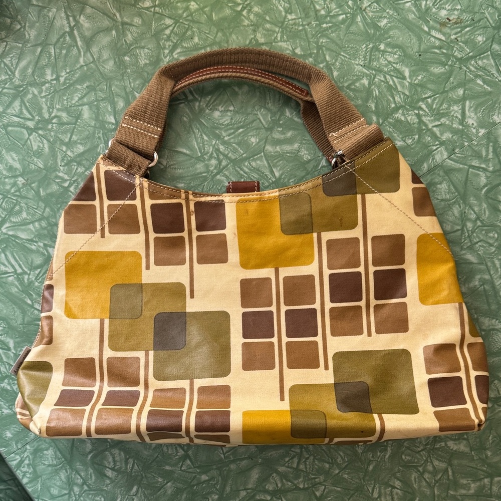 Orla Kiely Geometric Patterned Brown and Green Women's Bag